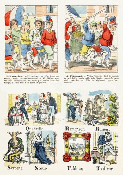 Sida 7 - barnspel: militärövning, På attack - Alfabet - Barnunderhållning - Epinala bilder, populära serier, runt 1890 av Unbekannt
