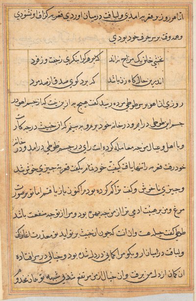 Sida från Tales of a Parrot Tuti-nama: textsida, ca. 1560. av Unbekannt