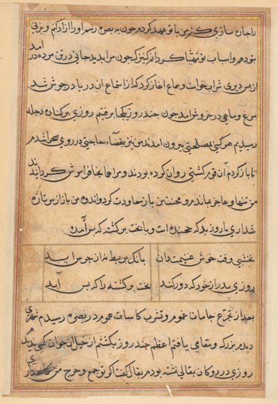 Sida från Tales of a Parrot Tuti-nama: textsida, ca. 1560. av Unbekannt