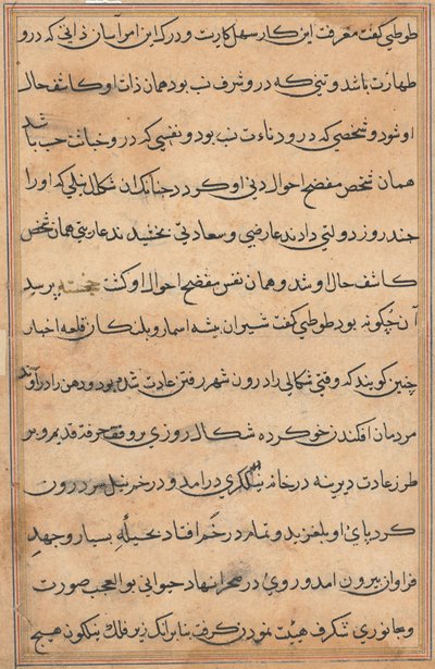 Sida från Tales of a Parrot Tuti-nama: textsida, ca. 1560. av Unbekannt