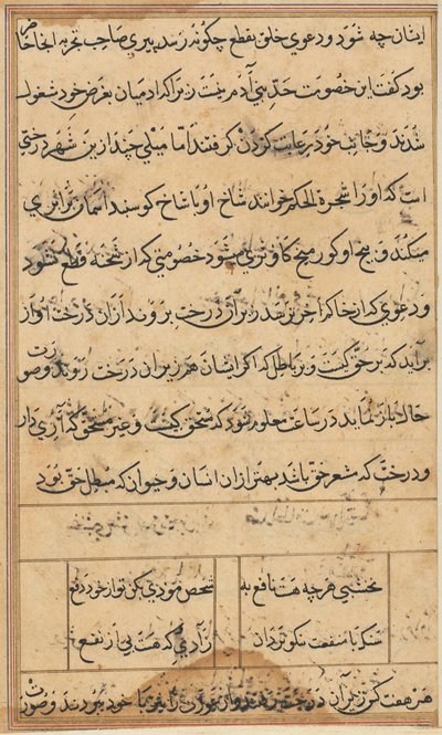 Sida från Tales of a Parrot Tuti-nama: textsida, ca. 1560. av Unbekannt