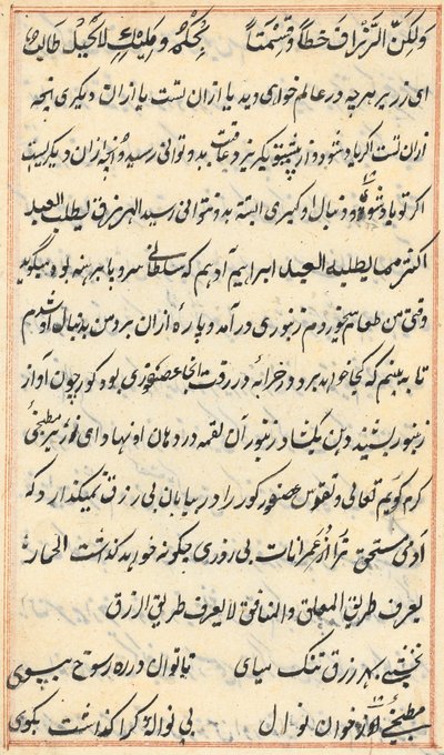 Sida från Tales of a Parrot Tuti-nama: textsida, ca. 1560. av Unbekannt