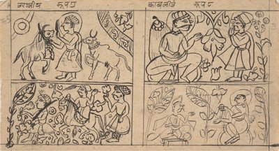 Sida från en Dispersed Kalpa Sutra Jain Book of Rituals, ca. 1675. av Unbekannt