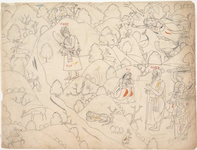 Sida från en Dispersed Ramayana Story of Rama, första kvartalet av 1800-talet. av Unbekannt