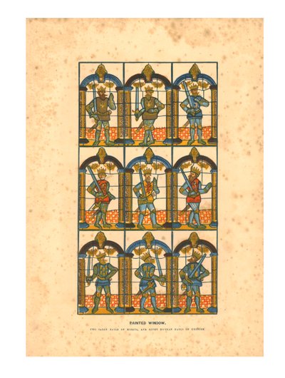 Målat fönster. Två sachsiska Earls of Mercia och Seven Norman Earls of Chester, c1845 av Unbekannt