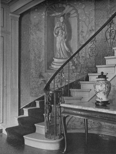 Målad dekoration, vägg i trappan, fru WK Vanderbilts hus, New York City, 1924 av Unbekannt