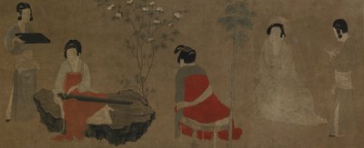 Palace Ladies Tuning a Zither qin, Ming-dynastin, 1368-1644. av Unbekannt