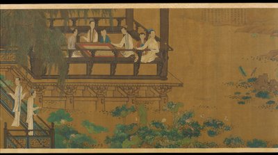 Palace Ladies by a Lotus Pond, 1700-tal. av Unbekannt