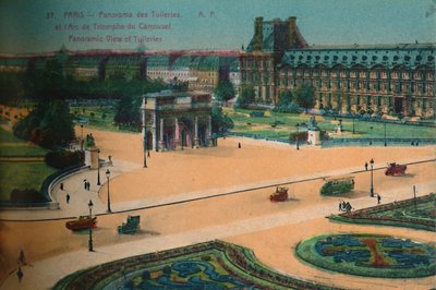 Panoramautsikt över Tuilerierna och Triumfbågen du Carrousel, Paris, c1920 av Unbekannt