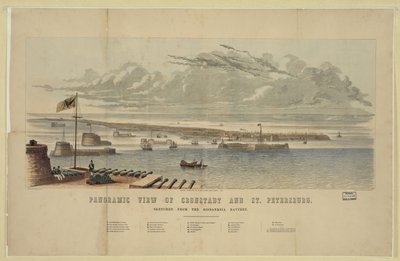 Panoramautsikt över Kronstadt och St. Petersburg av Unbekannt