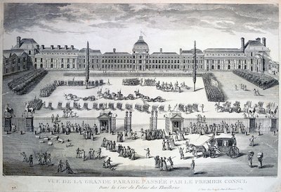 Parad av trupperna under den stora paraden, Tuileries Palace, 1800-talet av Unbekannt