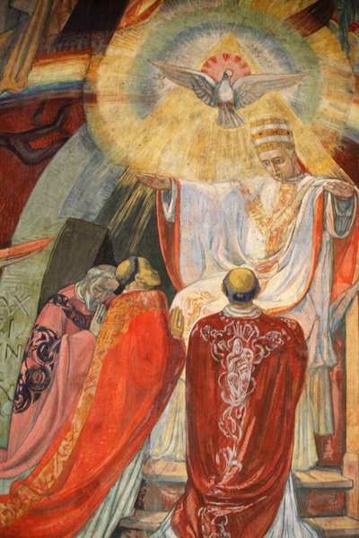 Paris, Frankrike Saint-Esprit kyrka Freco föreställande Vatikanens församling, Paris, Frankrike av Unbekannt