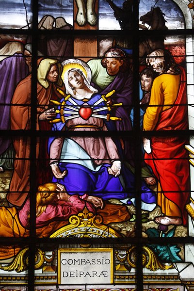 Paris, Frankrike Saint Laurent-kyrkan målat glas: Marias sju dolor (sorger), Paris, Frankrike av Unbekannt