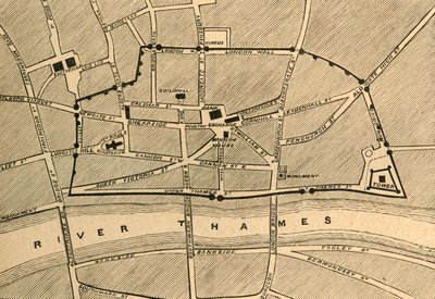 En del av moderna London, visar den antika muren, 1897. av Unbekannt