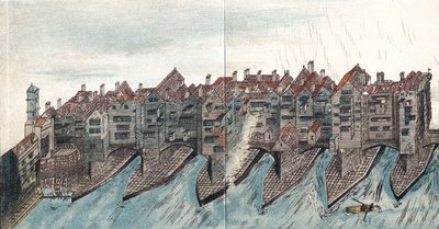 En del av Old London Bridge, c1600 av Unbekannt