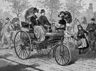 Bensindriven bil av Benz & Co., kapabel till 16 km i timmen, c1890-talet av Unbekannt