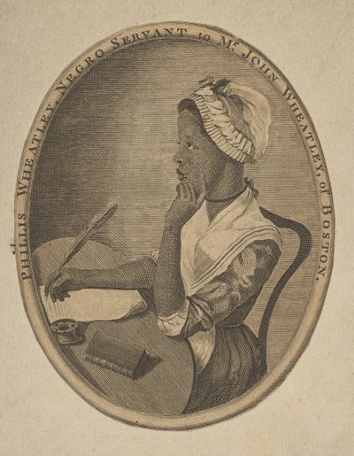 Phillis Wheatley, svart tjänare till Mr. John Wheatley från Boston, ca. 1773. av Unbekannt