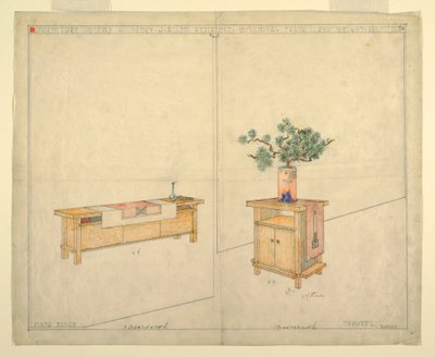 Pianobänk och Taboret, Henry J. Allen Residence, Wichita, KA, 1917 av Unbekannt