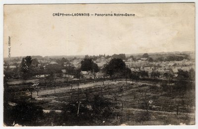 Picardie, Aisne (02), Crepy in Laonnois (Crepy-en-Laonnois): panorama över Notre-Dame - Vykort sent 1800-tal - början av 1900-talet av Unbekannt