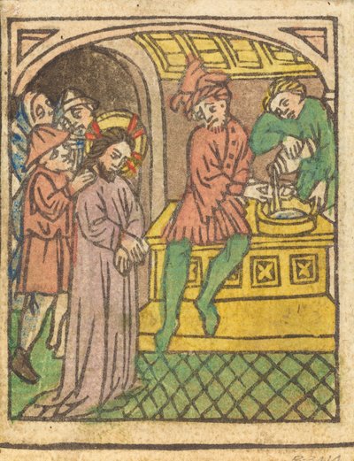 Pilatus tvättar sina händer [recto], c. 14401450. av Unbekannt