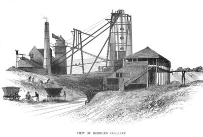 Pithead vid Hebburn Colliery, Newcastle-upon-Tyne-området, 1860 av Unbekannt