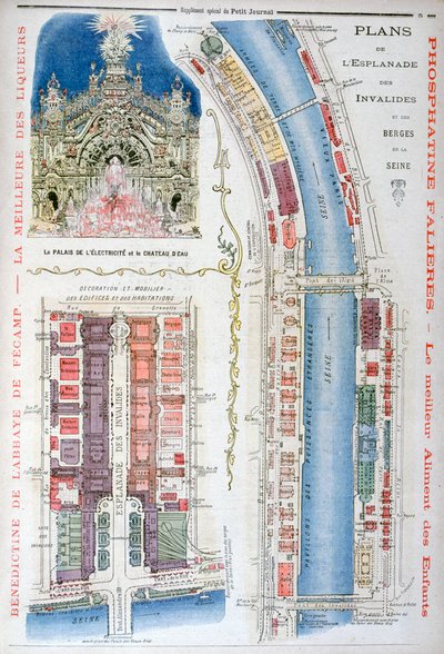 Plan för Esplanade des Invalides, världsutställningen 1900, Paris, 1900 av Unbekannt