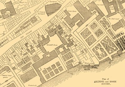 Plan över Arundel och Essex Houses, 1881. av Unbekannt