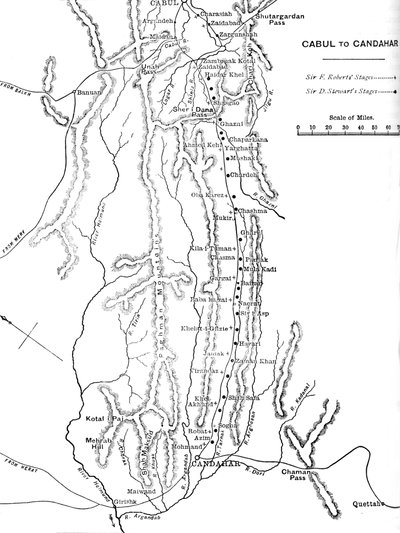 Plan för General Roberts March från Kabul till Kandahar, c1880 av Unbekannt
