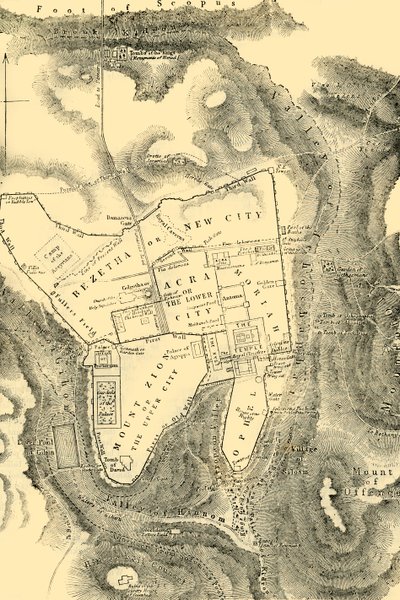 Plan över Jerusalem under det första kristna århundradet, 1890. av Unbekannt