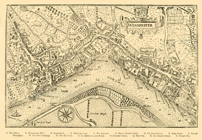 Plan för Westminster. Från Nordens Survey, taget under Queen Elizabeths regeringstid, 1593, 1881. av Unbekannt