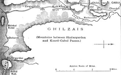 Plan över vägen från Shutargardan-passet till Cabul, c1880 av Unbekannt