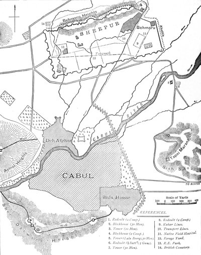 Plan över Sherpur Cantonments, c1880 av Unbekannt