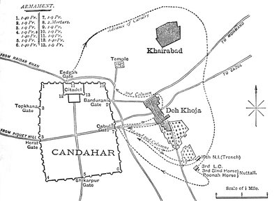 Plan av sortiet från Candahar, 16 augusti 1880, c1880 av Unbekannt