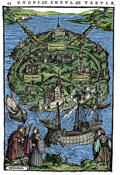 Plan över ön Utopia, 1518 av Unbekannt