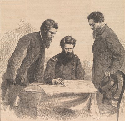 Planerar fångsten av Booth och Harold, 1865. av Unbekannt