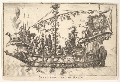Plåt 18: Orpheus ledd av Bacchus Orfeo ledd av Bacchus, från serien The magnifice ..., 1664. av Unbekannt