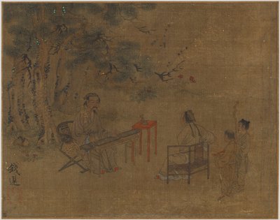 Spelar citer under tallar, möjligen Ming-dynastin, 1368-1644. av Unbekannt