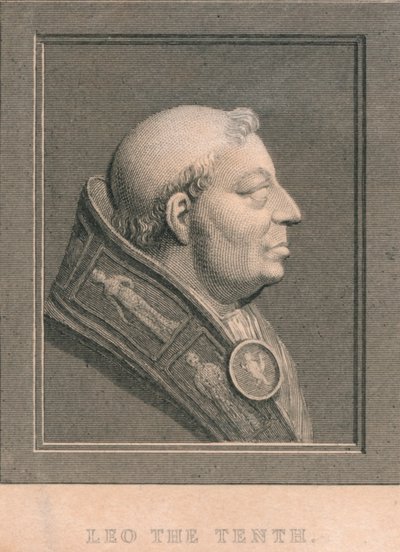 Påven Leo X 1475-1521, född Giovanni di Lorenzo de Medici, c1830 av Unbekannt