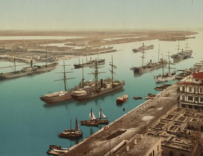 Port Said, Suez, ca 1900 (färgfotokrom) av Unbekannt