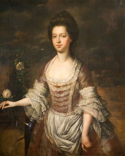 Porträtt av en kvinna, möjligen Anne Clobery, 1740-1760. av Unbekannt