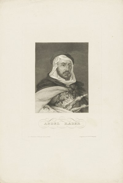 Porträtt av Abdelkader ibn Muhieddine 1808-1883, ca 1860. av Unbekannt