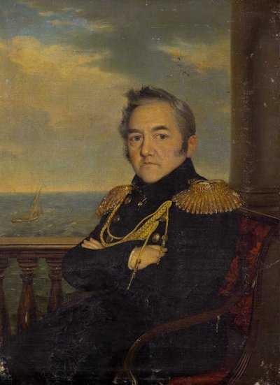 Porträtt av amiral Mikhail Lazarev 1788-1851, mitten av 1800-talet av Unbekannt