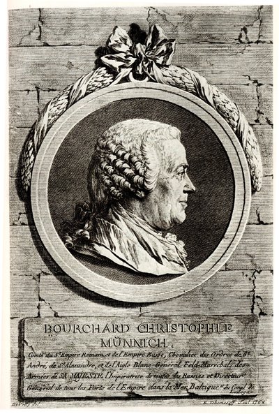 Porträtt av greve Burkhard Christoph von Munnich 1683-1767 av Unbekannt