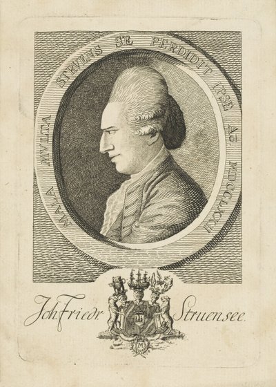 Porträtt av greve Johann Friedrich Struensee 1737-1772, 1773. av Unbekannt