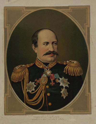 Porträtt av greve Nikolay Pavlovich Ignatyev 1832-1908, slutet av 1800-början av 1900-talet. av Unbekannt