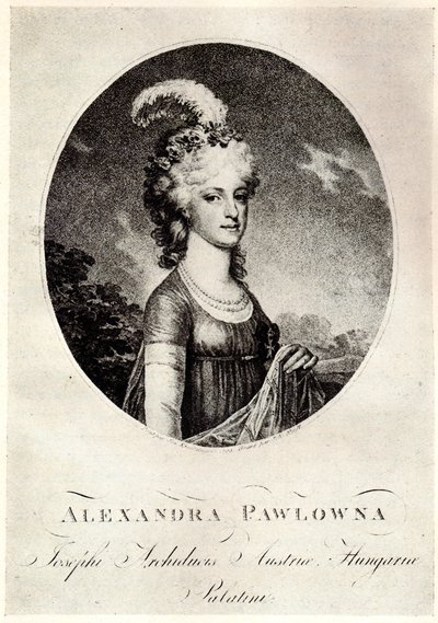 Porträtt av storhertiginnan Alexandra Pavlovna 1783-1801, tidigt 1800-tal. av Unbekannt