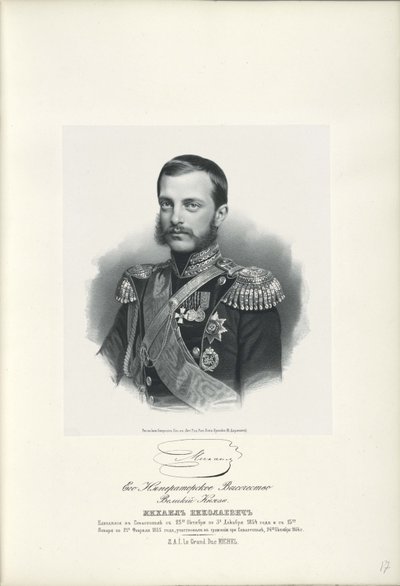 Porträtt av storhertig Michael Nikolaevich av Ryssland 1832-1909, 1858 av Unbekannt