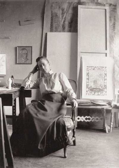 Porträtt av Hilma af Klingt 1862-1944, ca. 1900 av Unbekannt