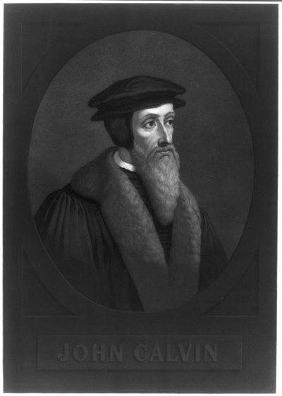 Porträtt av John Calvin 1509-1564, tidigt 1800-tal. av Unbekannt