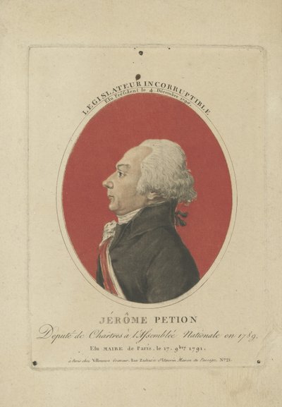 Porträtt av Jérôme Pétion de Villeneuve 1756-1794, ca. 1800. av Unbekannt